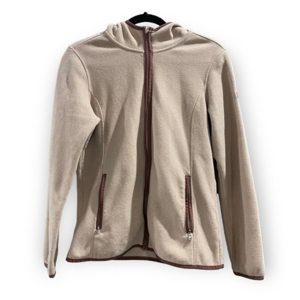 Aigle Maitre Caoutchoutier Hooded Fleece Zip Up Jacket Light Pink Size 38